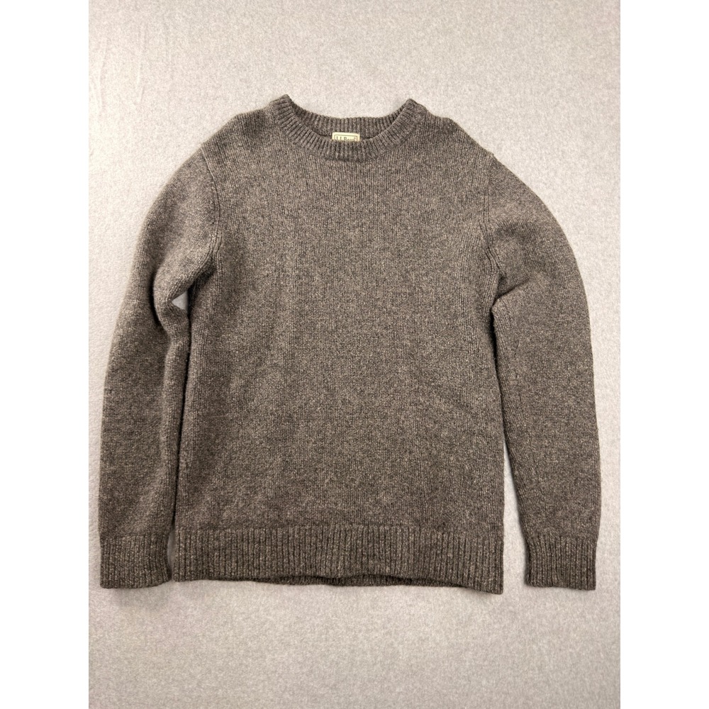 LL Bean Mens Gray 100% Lambswool Crewneck Sweater M-Tall 509992
